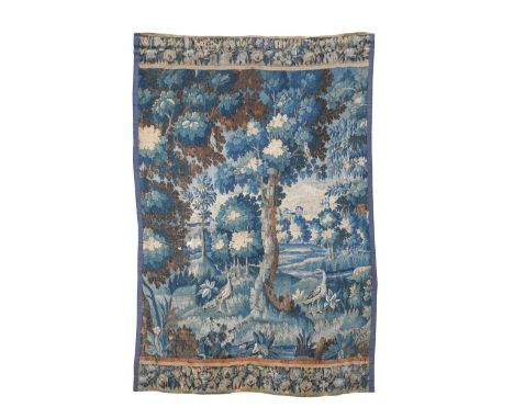 A large Flemish tapestry, 18th century,depicting birds in a landscape, a chateau beyond270 x 201cmProvenance: A Bath Town Hou