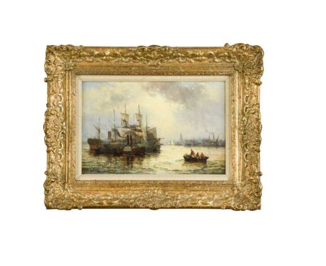 Attributed to George William Thornley (French, 1857-1935)Shipping off a portoil on panel18 x 28cmProvenance:Christie of Broad