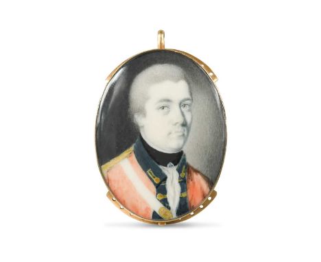 Portrait miniature of an officer, c.1775, possibly Capt. William Blakeney of the 23rd Royal Welch Fusiliersthe reverse with b