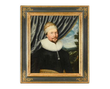 Anglo-Flemish School, circa 1620Portrait of Sir Giles Alington of Horseheath (1572-1638) in a black embroidered coat with lac