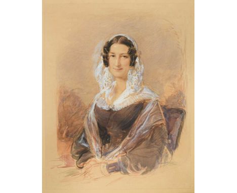 Attributed to George Richmond, RA (British, 1809-1896)Portrait study of Harriet Gurney (1800-?)watercolour on paper32 x 25cmP