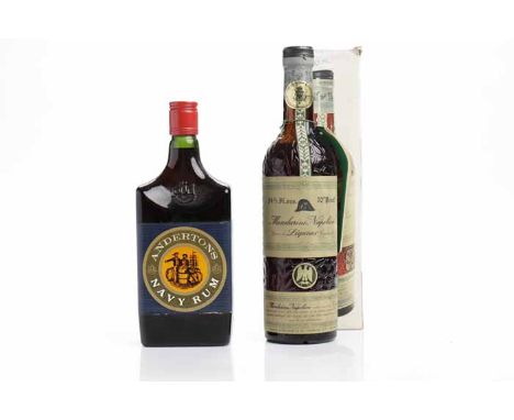 MANDARINE NAPOLEON LIQUEUR 
Brussels, Belgium. 24 3/5 fl.oz, 70° proof, in carton.
ANDERTON'S NAVY RUM 
British Guiana. 26 2/
