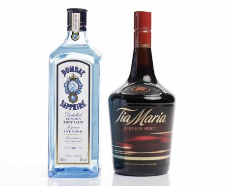 BOMBAY SAPPHIRE
London Dry Gin, Vapour Infused, 100cl, 40% volume.
TIA MARIA
Jamaica, Coffee Liqueur, 1L, 20% volume
2 Bottle