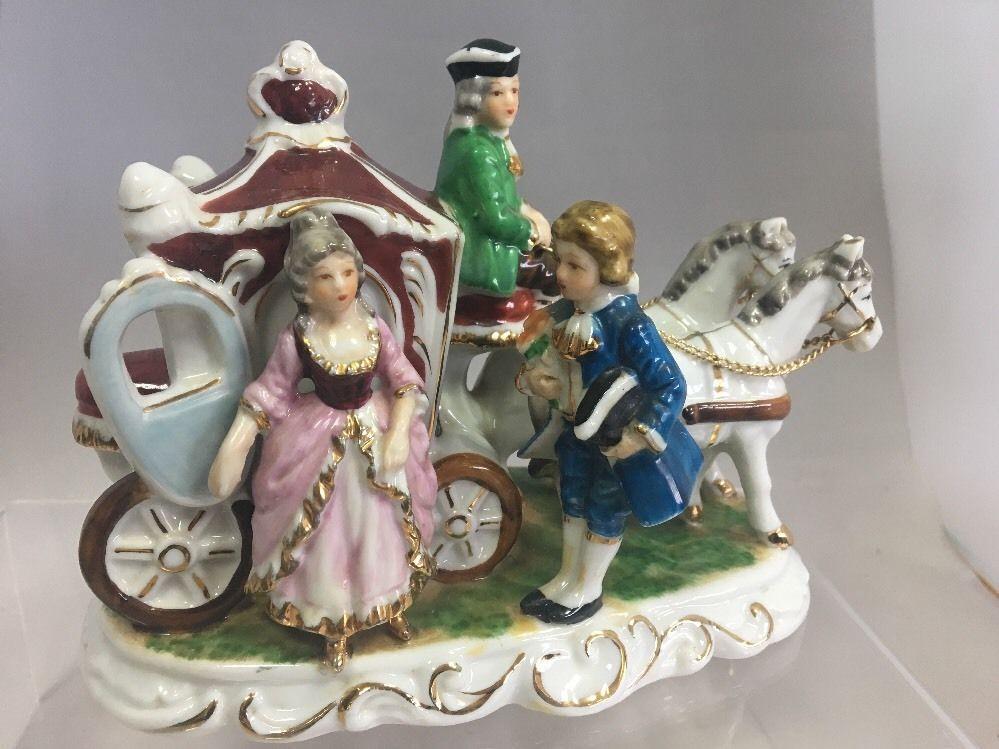 Vintage Porcelain Horse and Carriage with Music Box ...
