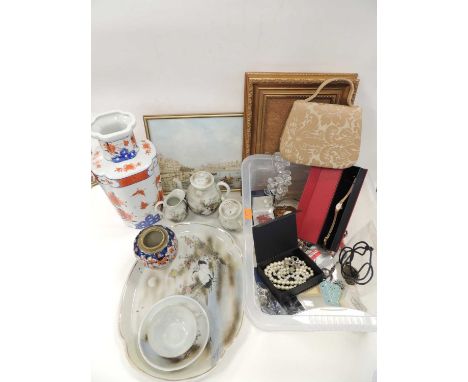 ASSORTED COLLECTABLES, including Japanese eggshell china, Imari vase, assorted costume jewellery, picture frame, etc.Provenan