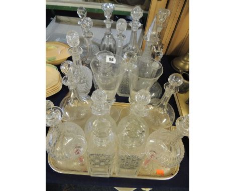 QUANTITY OF DECANTERS & OTHER GLASSWARE, including pair of air twist stem wine glassesProvenance: private collection Cheshire