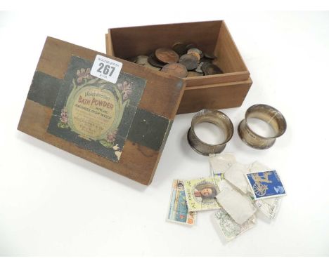ASSORTED COLLECTABLES, including mixed British and foreign coins, two silver napkin rings, small number of stampsProvenance: 