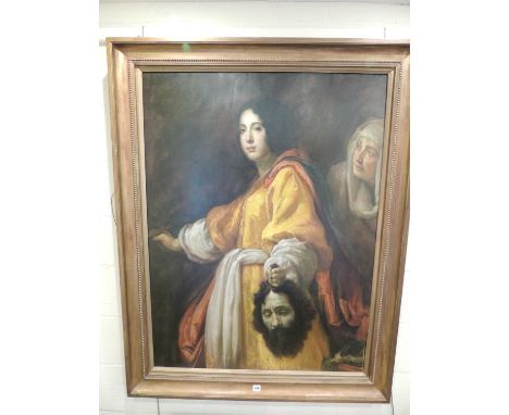 'SALOME WITH THE HEAD OF SAINT JOHN THE BAPTIST', large format gilt framed oleograph, overall size 140 x 110cmsProvenance: Th