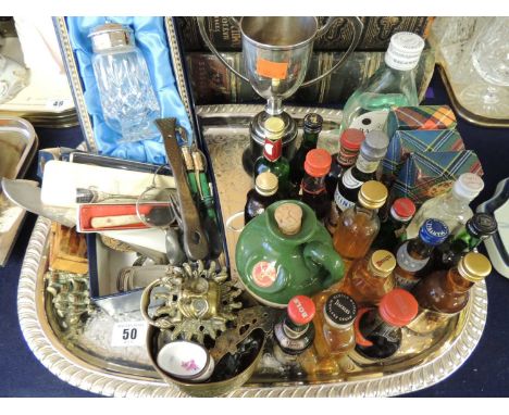 ASSORTED DRINKS CABINET CONTENTS, including whisky and liqueur miniatures, novelty nutcracker, wine labels, etc.Provenance: p