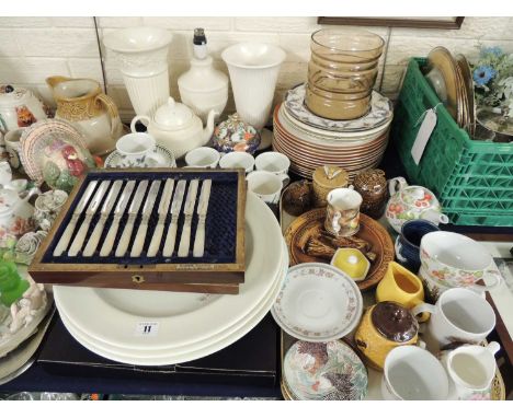 ASSORTED CERAMICS etc., including Wedgwood Queen's Ware, Royal Worcester, Dahlgren Duck dinner plates, Portmeirion pottery, a