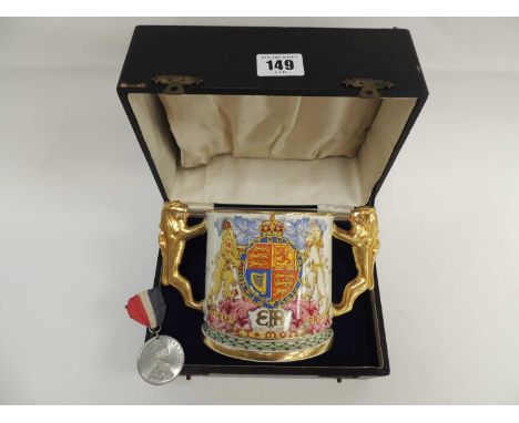 CASED PARAGON BONE CHINA LOVING CUP, limited edition (246/1000), to commemorate the crowning of King Edward VIII, together wi