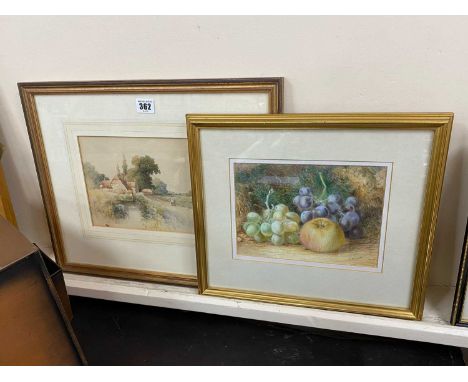 TWO WATERCOLOURS: Stephen J Bowers (Active 1874-92) watercolour - Returning home, signed with initials, 17 x 26.5cms, and A M