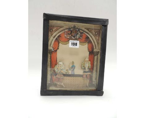 THEATRICAL SAND OPERATED PAPER DIORAMA, in the manner of Benjamin Pollock, 'That's the Sort of Man I Am', 25.5cmsProvenance: 