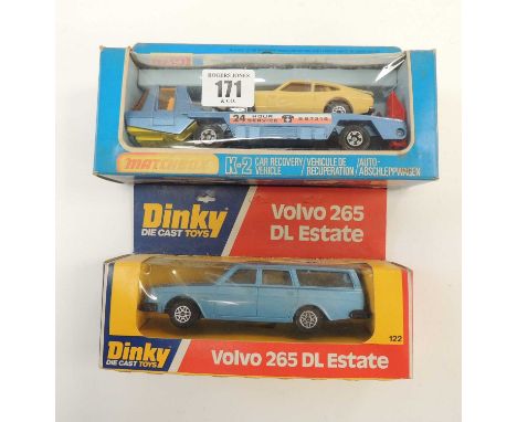 DINKY VOLVO 265 DL ESTATE (122) (boxed), also Matchbox Super Kings K-2 car recovery vehicle (boxed) (2)Provenance: private co