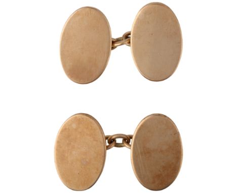 A pair of early 20th century 9ct rose gold oval cufflinks, maker AC Co, Birmingham 1905, 18.2mm, 9.8gNo damage or repair, onl