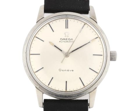 OMEGA - a stainless steel Geneve automatic wristwatch, ref. 165.002, circa 1968, silvered dial with baton hour markers, penci