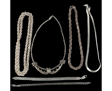 Various silver jewellery, including chain necklace, bracelet etcLot sold as seen unless specific item(s) requested 