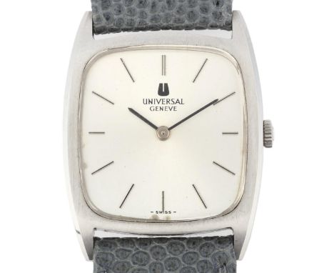 UNIVERSAL GENEVE - a stainless steel Tank mechanical wristwatch, ref. 842114, circa 1960s, silvered dial with baton hour mark