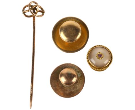 Various gold jewellery, including dress studs, stickpin etc, 6.7g grossLot sold as seen unless specific item(s) requested 