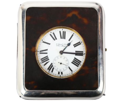 An early 20th century nickel open-face keyless Goliath pocket watch, white enamel dial with Roman numeral hour markers, blued