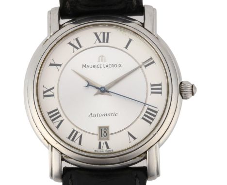 MAURICE LACROIX - a stainless steel Pontos automatic calendar wristwatch, ref. PT6017, silvered dial with Roman numeral hour 