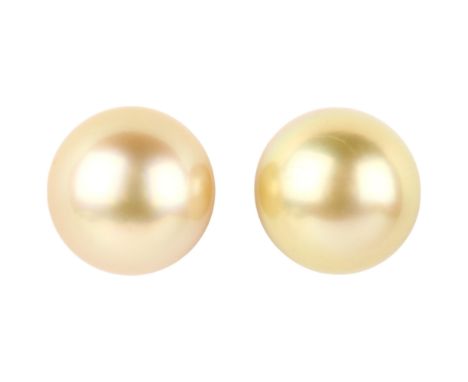 A pair of 18ct gold whole South Sea pearl earrings, with stud fittings, 10.4mm pearls, 4.1gNo damage or repair, pearls have a