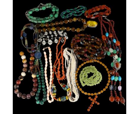 A quantity of bead necklaces, including pearlsLot sold as seen unless specific item(s) requested 