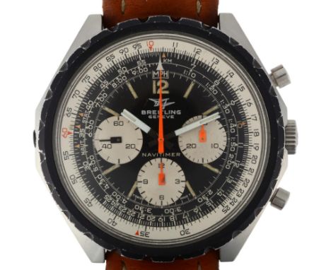 BREITLING - a stainless steel Navitimer mechanical wristwatch, ref. 0816, circa 1968, with reverse panda black dial, luminous