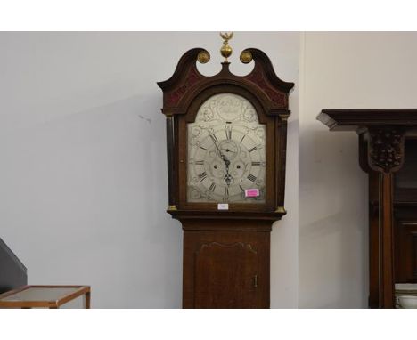 A George III Scottish oak longcase clock, the silvered dial signed Robert Welsh, Dalkeith in the arch, engraved with Roman an