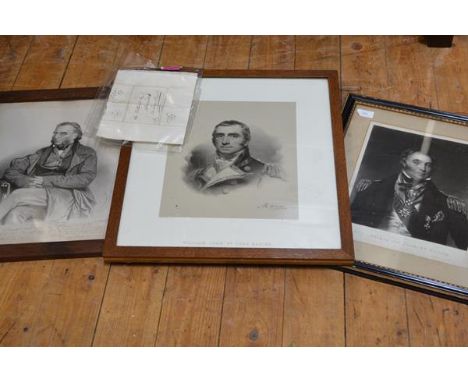 Three 19th century engravings of members of the Napier family: the first of William John, Lord Napier after a portrait by Rae