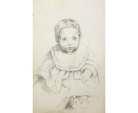 Henry William Banks Davis RA (British 1833-1914)/Cary Brooke, portrait of a child drawn at Château de la Cologne/pencil drawi