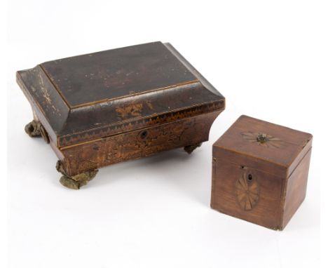 A Regency penwork box and a tea caddy