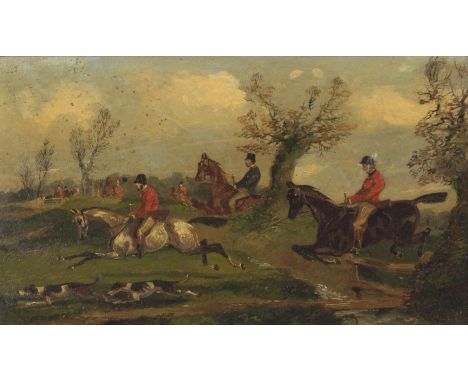 After Henry Alken/Hunting Scenes/a pair/oil on board, 16cm x 27cm