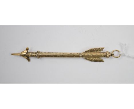 A Victorian propelling pencil, in the form of an arrow, with registration lozenge 