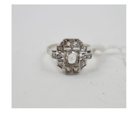 An Art Deco style 18ct white gold and diamond ring, approx. ring size K½ Condition report Report by NG

Approx. 3.1 g (all in