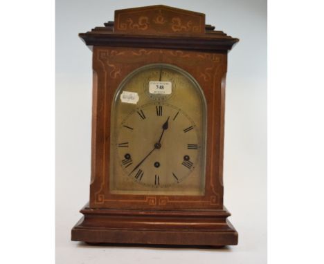 An inlaid mahogany bracket clock, 42 cm high