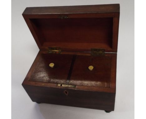 A rectangular box and cover, with a printed inscription Made of Wood Grown In Chillingham Park, 25.5 cm wide, a mahogany tea 