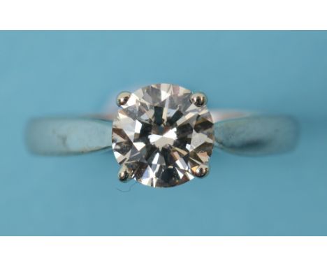 An 18ct white gold and solitaire diamond ring, approx. ring size J½  See inside back cover colour illustration Condition repo