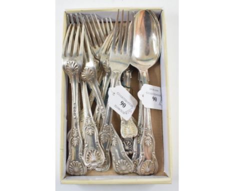 A part suite of silver King's pattern flatware, various dates and makers, approx. 36.6 ozt (qty) Condition report Report by G