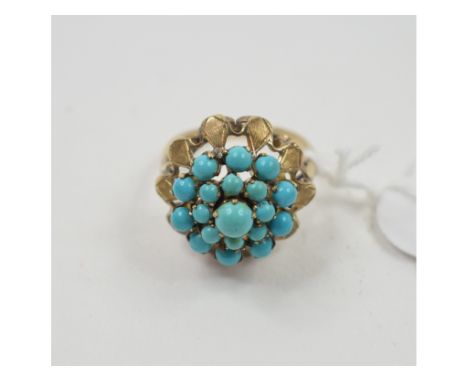 A turquoise target ring, approx. ring size K½