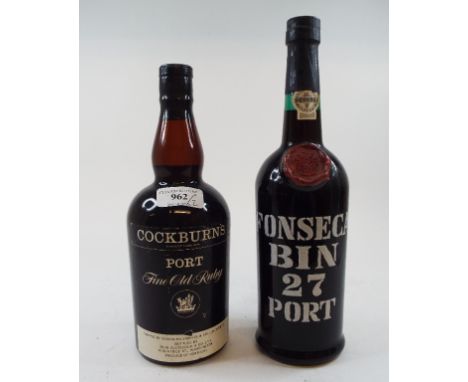 A bottle of Cockburn's Fine Old Ruby port, and a bottle of Fonseca Bin 27 port (2)