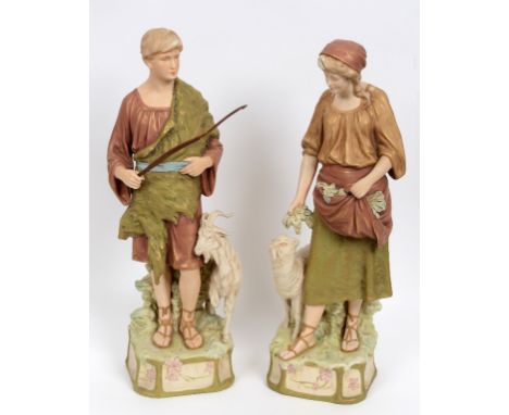 A large pair of Royal Dux figures, The Shepherd and Shepherdess, 52 cm high (2)  See illustration Condition report Report by 