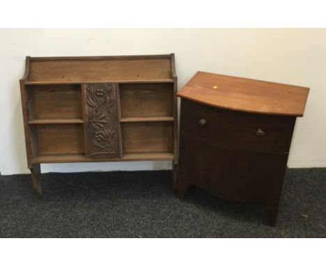 A 19th century mahogany commode chest and a hanging shelf