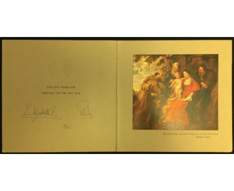 HM Queen Elizabeth II (1926-) and HRH Prince Philip, Duke of Edinburgh (1921-) signed Christmas card 1961, colour photographi