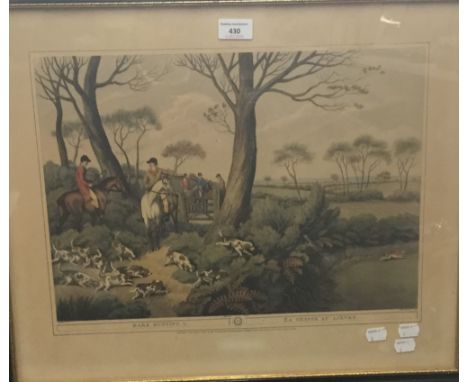A coloured hunting print, Hare Hunting No 1, framed and glazed