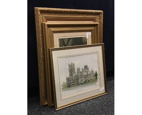 JOSEPH F PIMM RBSA (1900-1972) British, Ely Cathedral Interior, print, framed and glazed; together with two other prints of E