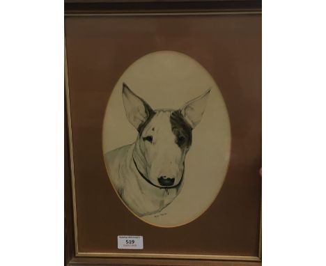 TRUDY FRIEND (20th/21st century) British, Portrait of a Dog, signed, watercolour, framed and glazed