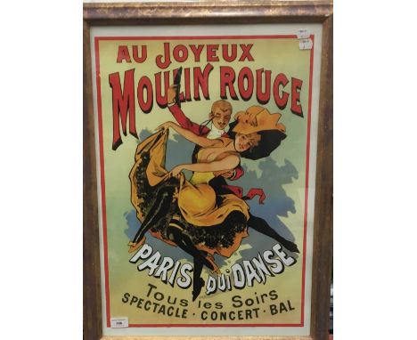 A framed and glazed Moulin Rouge print. 44 x 64 cm.