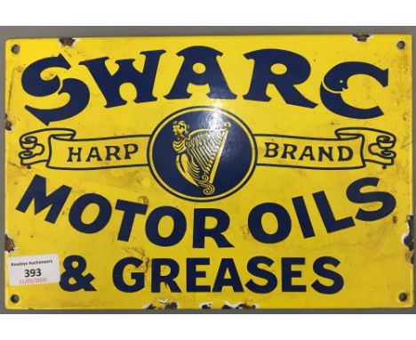 A SWARC Motor Oils enamel sign. 30 x 20 cm.