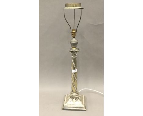 A silver plated table lamp